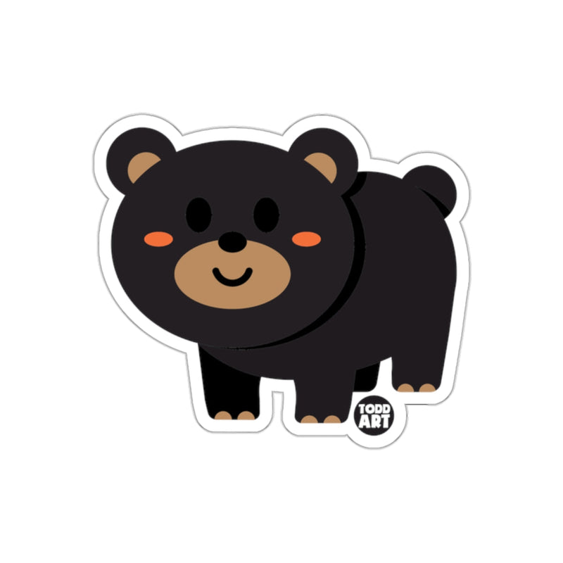 Load image into Gallery viewer, Cute Smiling Black Bear Art Sticker for Kids sticker
