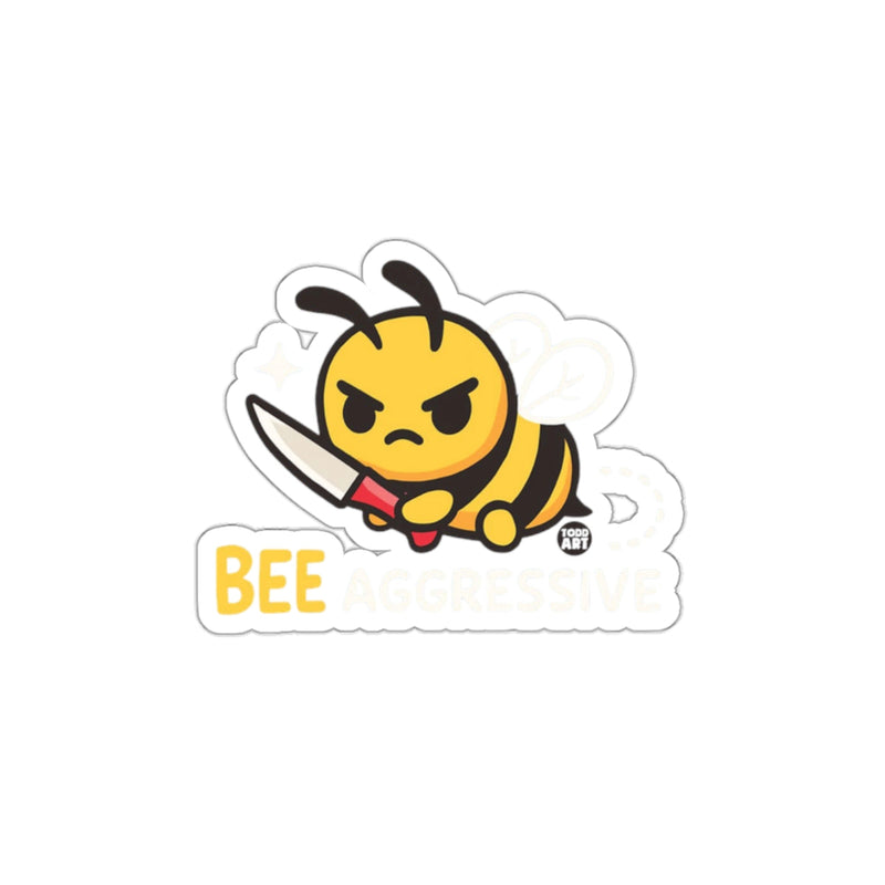 Load image into Gallery viewer, Bee Aggressive Knife Wielding Angry Bee Sticker
