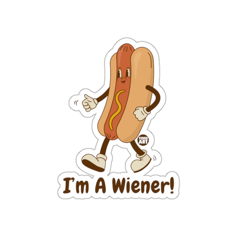 Load image into Gallery viewer, I'm A Wiener Cartoon Hot Dog Character Sticker
