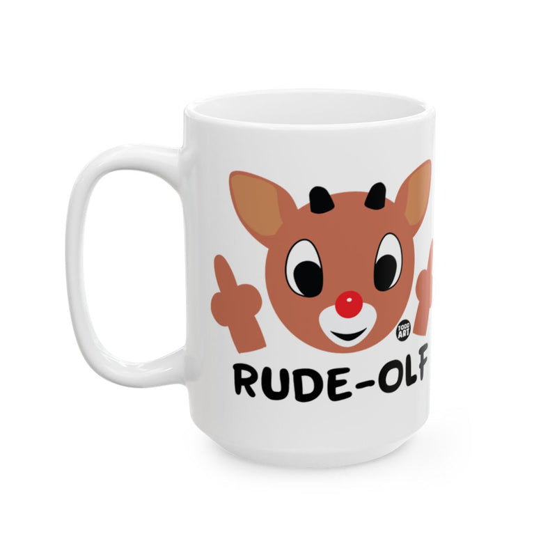 Load image into Gallery viewer, Rude-Olf Funny Christmas Mug with Reindeer Design
