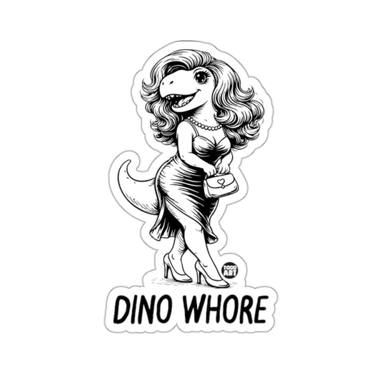 Dino Whore Sticker Funny T-Rex Lady with Handbag