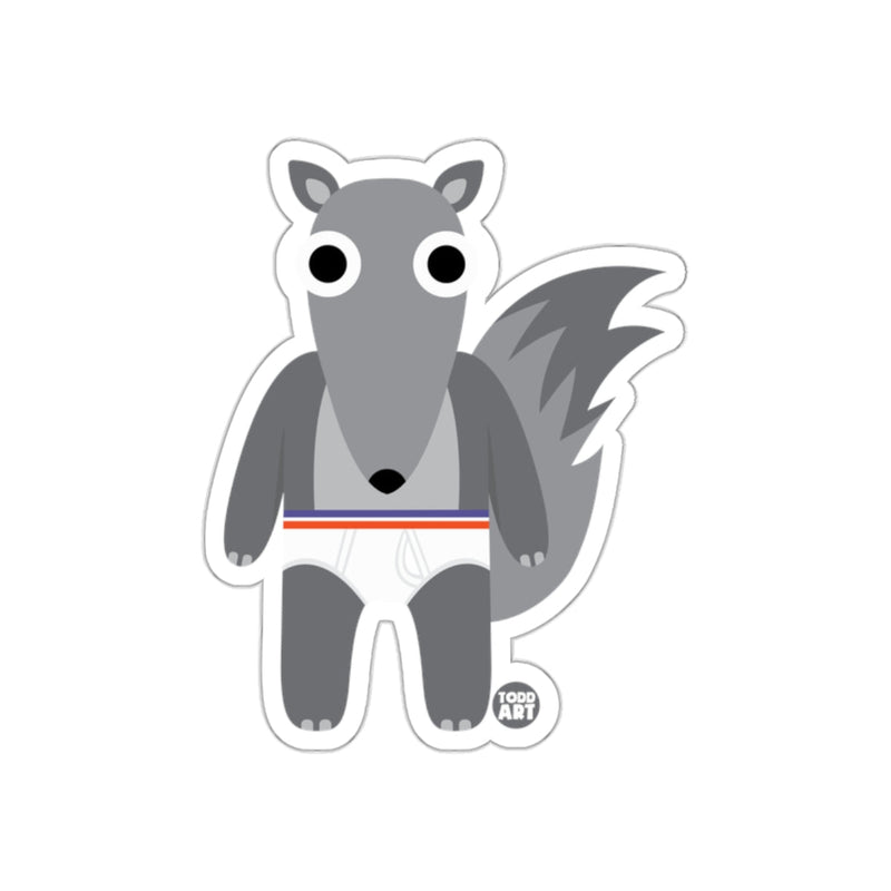 Load image into Gallery viewer, Cartoon Gray Wolf with Striped Waistband Sticker

