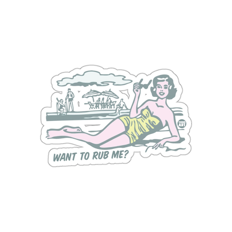 Load image into Gallery viewer, Want To Rub Me Woman on Beach Retro Art sticker
