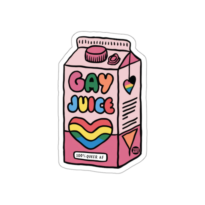 Load image into Gallery viewer, Gay Juice Carton Rainbow Heart Design Sticker
