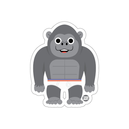 Cartoon Gorilla Character in Boxer Shorts Sticker