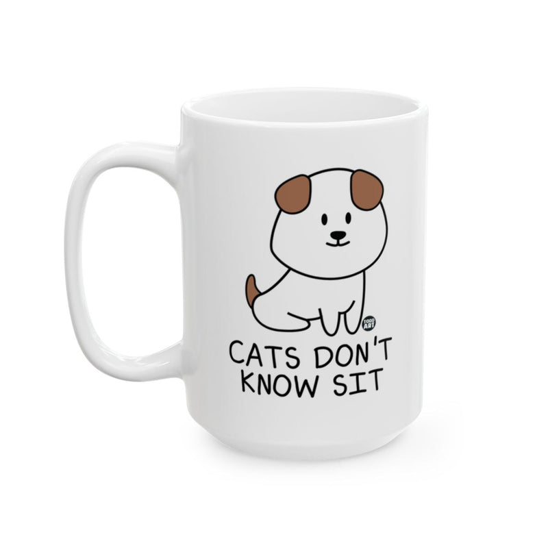 Load image into Gallery viewer, Cats Don't Know Sit Funny Coffee Mug
