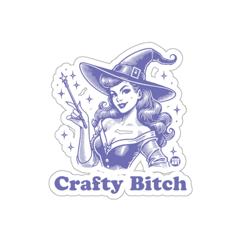 Load image into Gallery viewer, Crafty Bitch Pinup Witch Magic Wand Sparkles sticker
