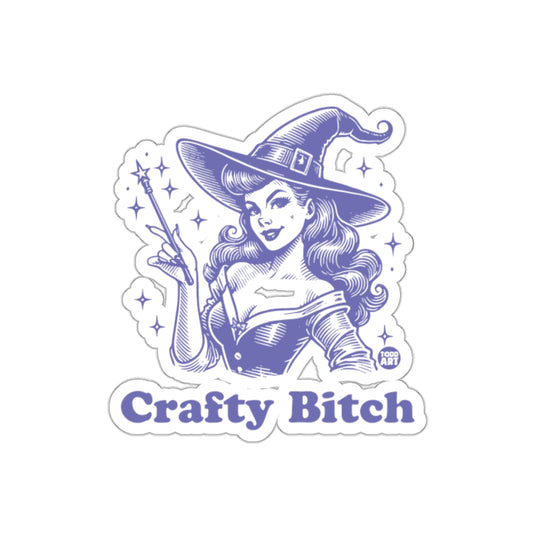 Crafty Bitch Pinup Witch Magic Wand Sparkles sticker