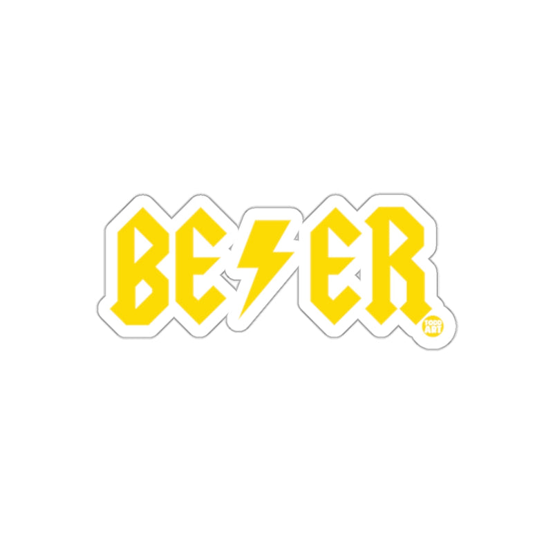 Load image into Gallery viewer, Bold Yellow BEER Lightning Bolt Graphic Sticker

