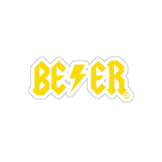 Bold Yellow BEER Lightning Bolt Graphic Sticker