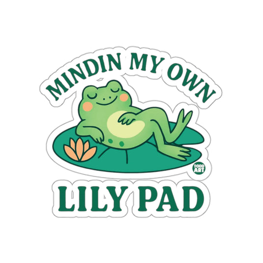Minding My Own Lily Pad Cute Frog Sticker