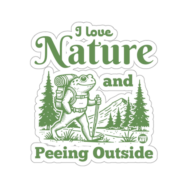 Load image into Gallery viewer, I Love Nature and Peeing Outside Funny Frog Hiking sticker
