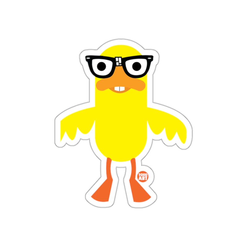 Load image into Gallery viewer, Cartoon Yellow Chicken Wearing Glasses Sticker Graphic
