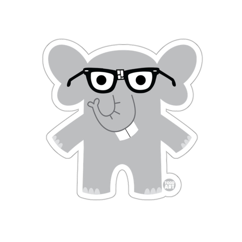 Load image into Gallery viewer, Cute Elephant Cartoon with Glasses Sticker Product
