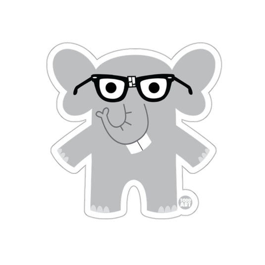Cute Elephant Cartoon with Glasses Sticker Product