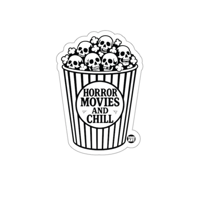 Load image into Gallery viewer, Horror Movies and Chill Skull Popcorn Sticker
