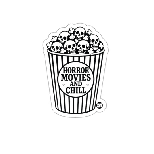 Horror Movies and Chill Skull Popcorn Sticker