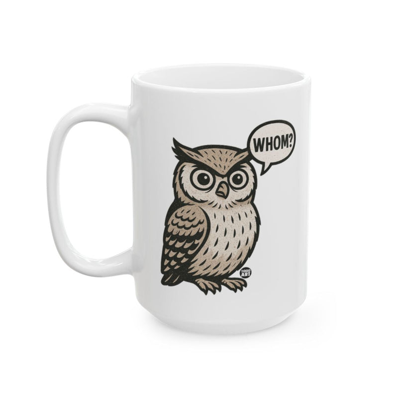 Load image into Gallery viewer, Owl with Whom Speech Bubble Graphic Mug
