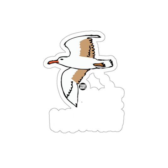 Seagull in Flight Shit Happens Black Background sticker