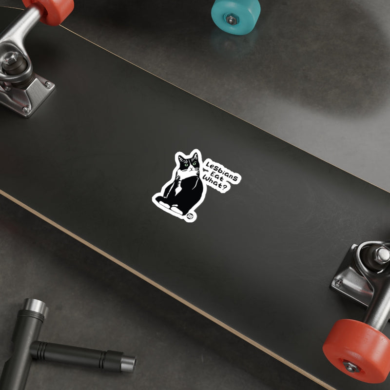 Load image into Gallery viewer, Lesbians Eat What Cat Sticker for Skateboards
