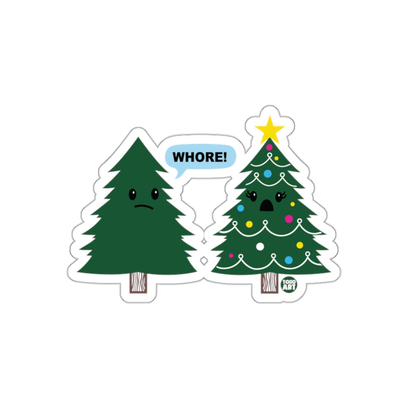 Load image into Gallery viewer, Funny Christmas Tree Confrontation Sticker Design
