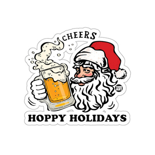 Cheers Hoppy Holidays Santa with Beer Sticker