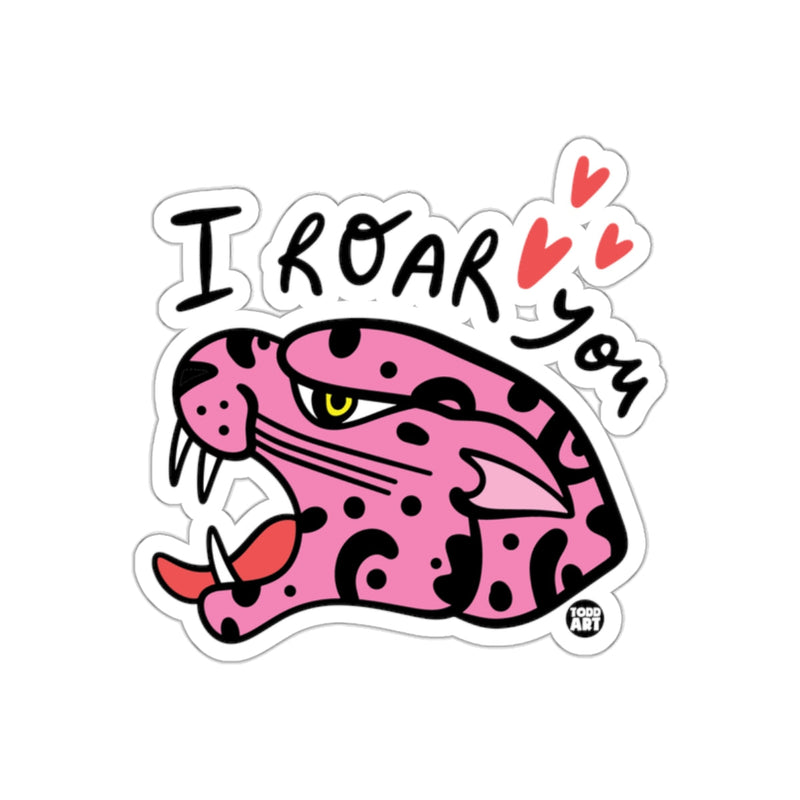 Load image into Gallery viewer, I Roar You Pink Leopard With Hearts Graphic Sticker
