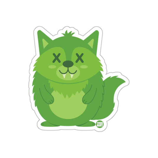 Cute Green Cartoon Animal with Fangs Sticker