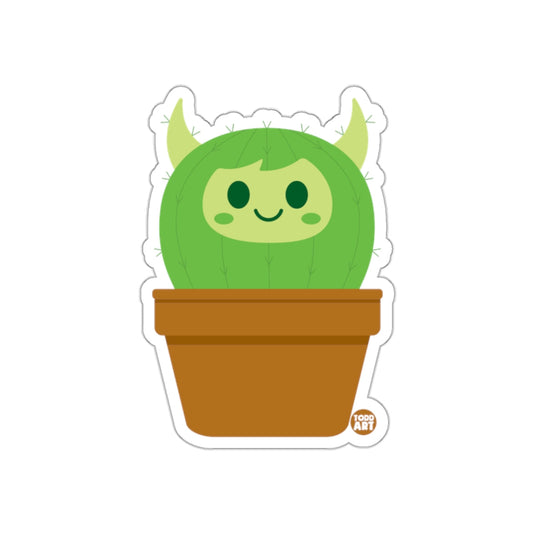 Cute Cartoon Cactus in Pot Sticker with Smiling Face