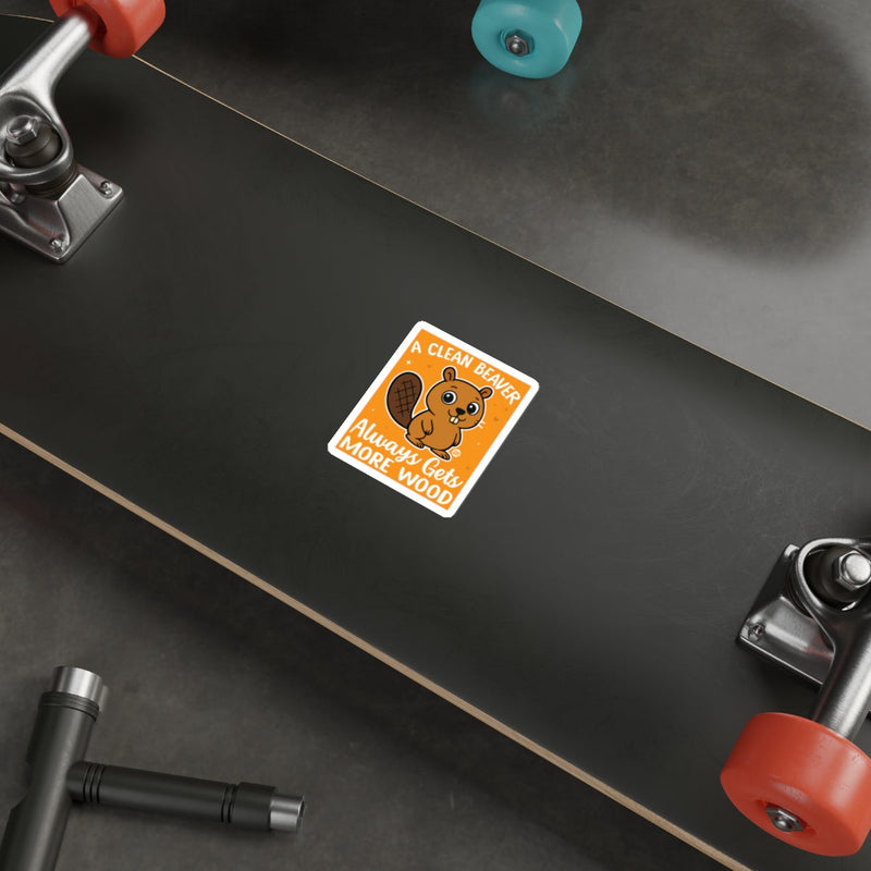 Load image into Gallery viewer, A Clean Beaver Always Gets More Wood Skateboard Sticker
