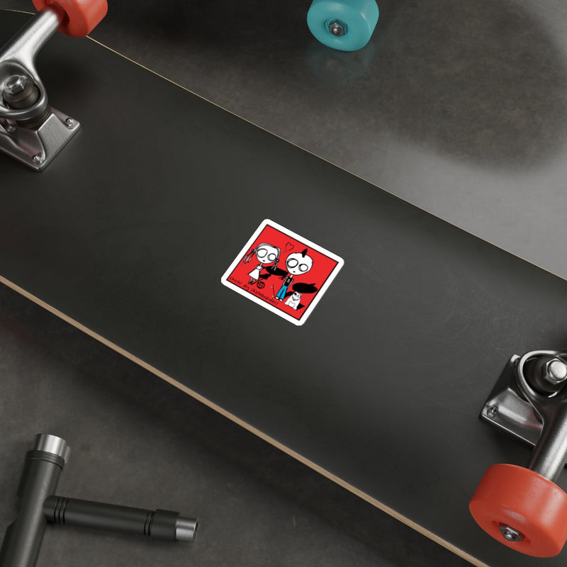 Load image into Gallery viewer, Quirky Fun Characters Red Art Sticker for Skateboard
