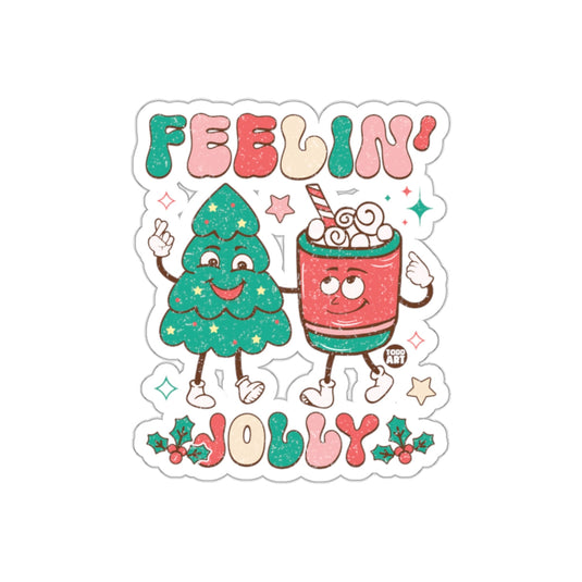 Feelin' Jolly Christmas Tree and Drink Design Sticker