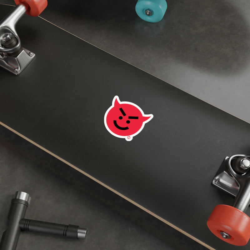 Load image into Gallery viewer, Red Devil Emoticon Skateboard Deck Sticker
