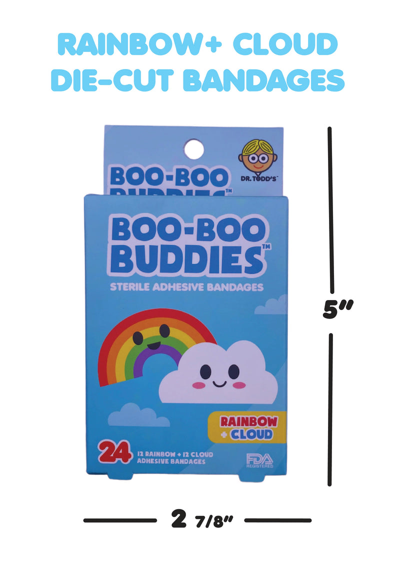 Load image into Gallery viewer, Boo Boo Buddies Bandages - Rainbow and Cloud box dimensions
