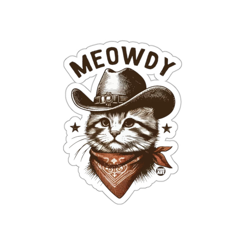 Load image into Gallery viewer, Meowdy Cat Cowboy Western Themed Graphic Sticker
