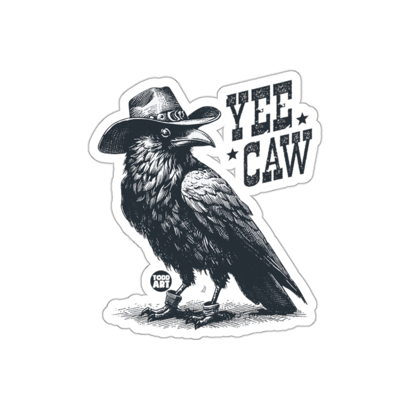 Load image into Gallery viewer, Yee Caw Cowboy Hat Crow Drawing Sticker

