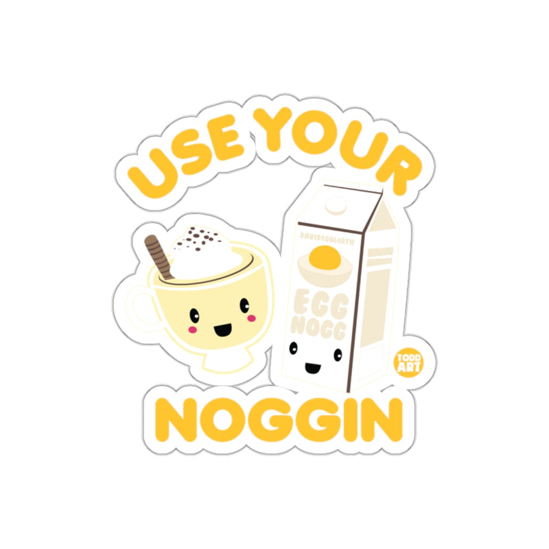 Load image into Gallery viewer, Use Your Noggin Cute Egg Nogg Sticker Fun Design
