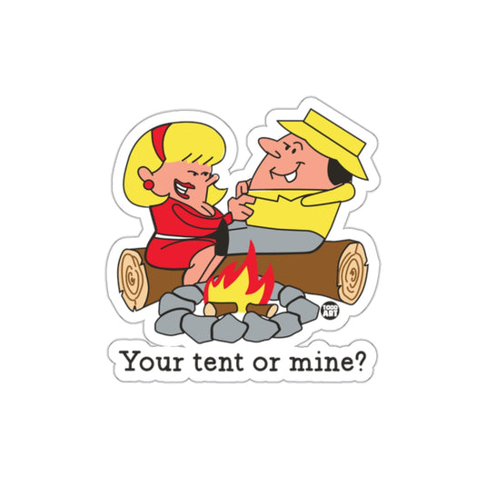 Your tent or mine? sticker for camping enthusiasts