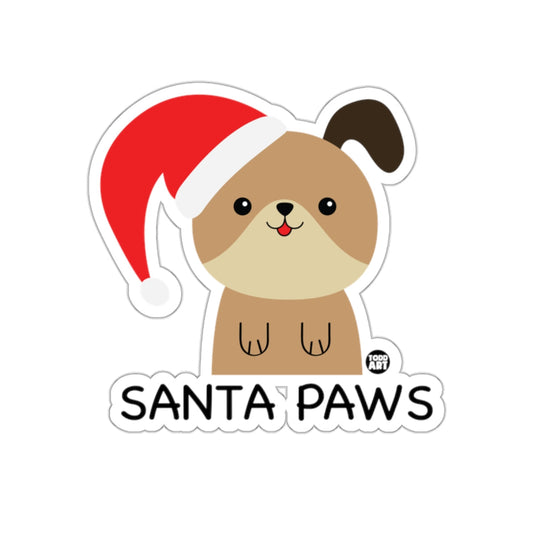Cute Santa Paws Dog Christmas Holiday Sticker