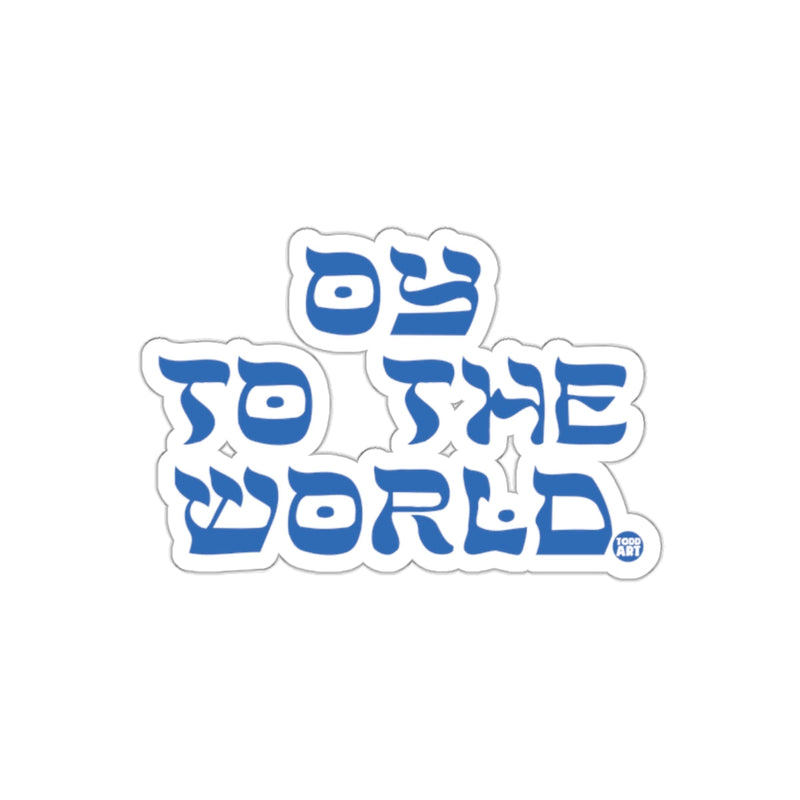 Load image into Gallery viewer, Oy To The World Blue Text Sticker Holiday Decor
