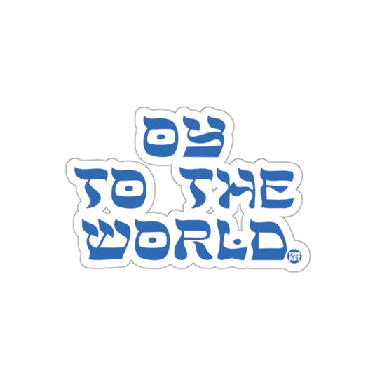 Oy To The World Blue Text Sticker Holiday Decor