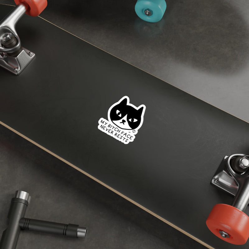 Load image into Gallery viewer, My Bitch Face Never Rests Cartoon Cat Face sticker
