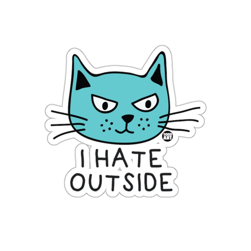 Load image into Gallery viewer, I Hate Outside Angry Cat Sticker for Indoor Enthusiasts
