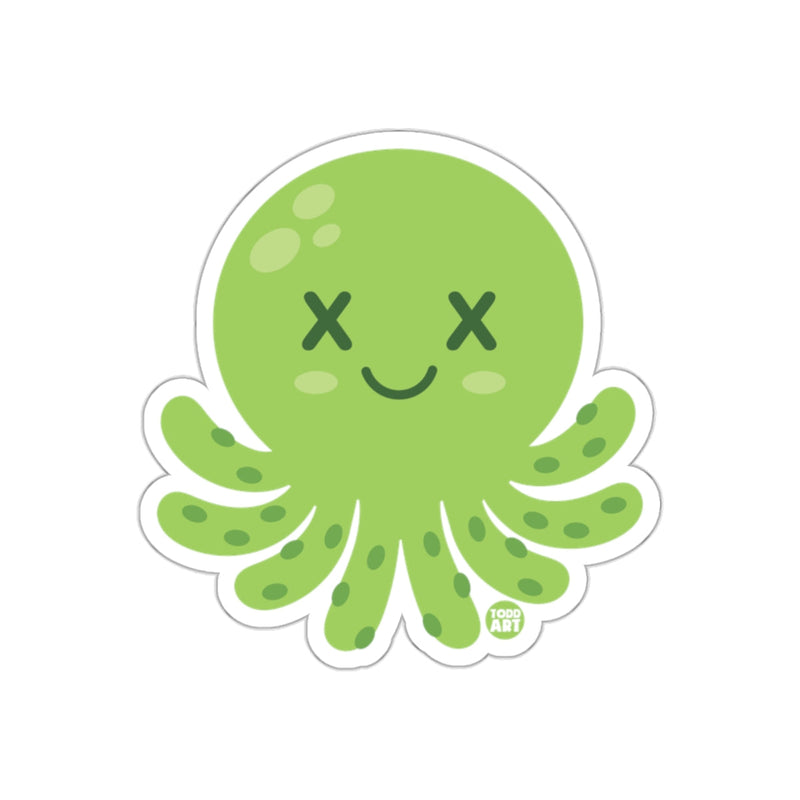 Load image into Gallery viewer, Cute Green Smiling Octopus Character Sticker
