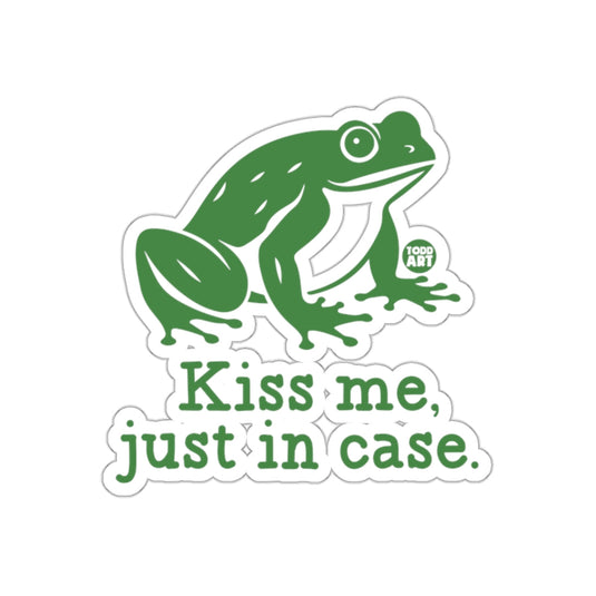 Kiss Me Just In Case Funny Frog Sticker