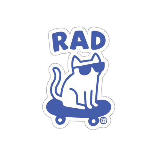 Rad Cat on Skateboard Sticker Cool Graphic Art Design