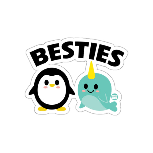 Besties Cute Penguin And Narwhal Animal Cartoon Design sticker