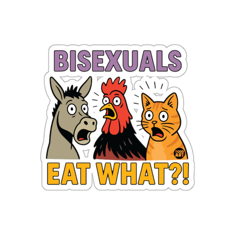 Load image into Gallery viewer, Bisexuals Eat What?! Funny Animal Expression Sticker
