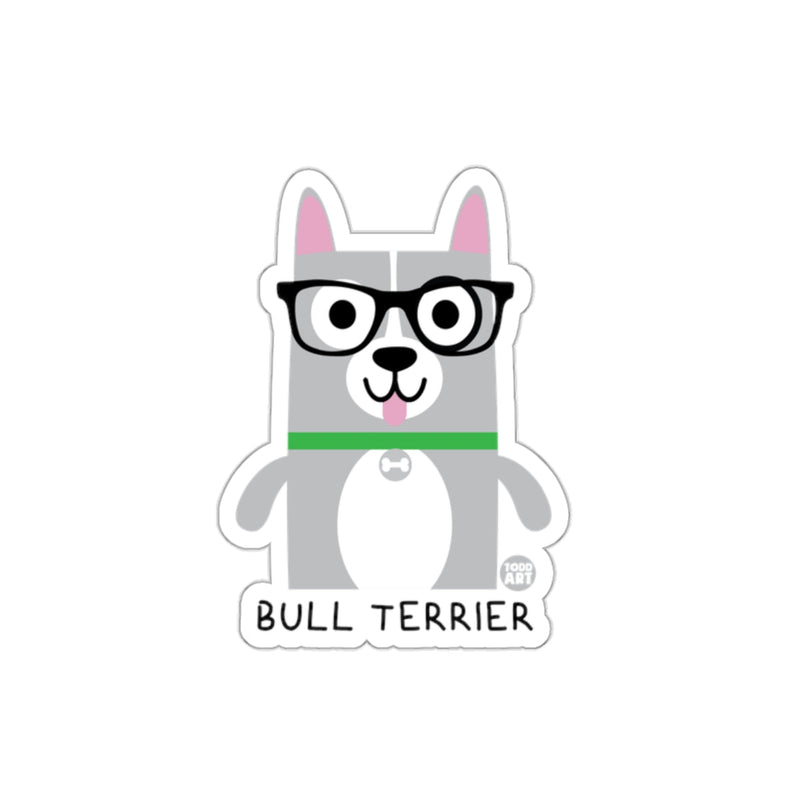 Load image into Gallery viewer, Adorable Bull Terrier in Glasses Sticker Design
