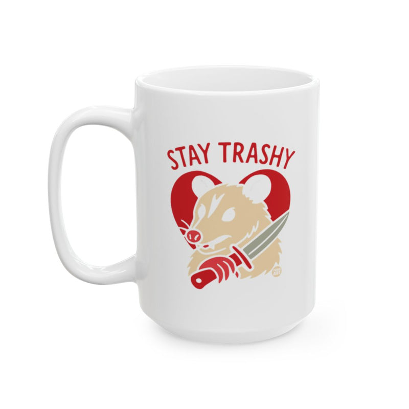 Load image into Gallery viewer, Stay Trashy Opossum with Knife Design Mug
